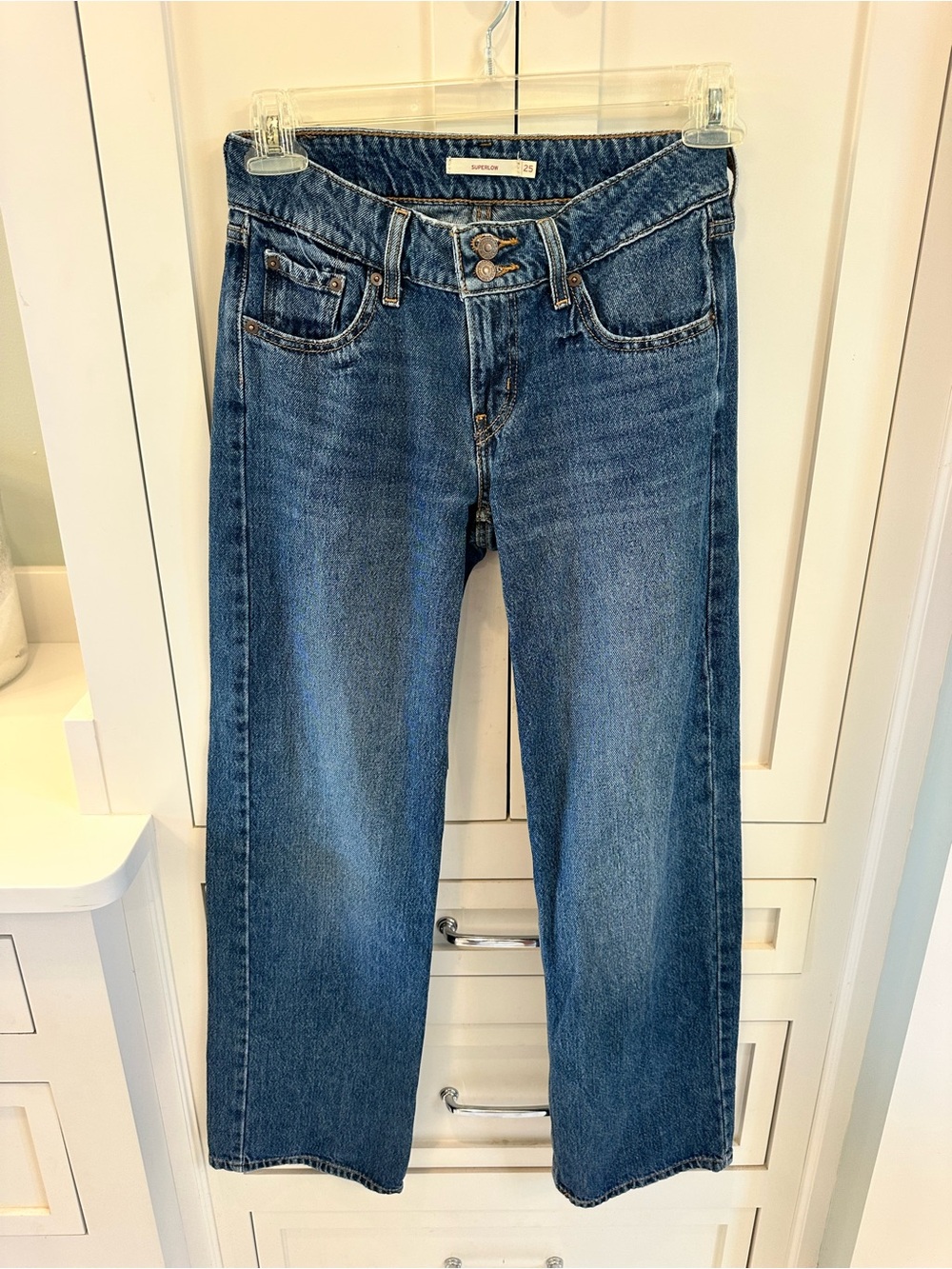 Classic High-Rise Straight Leg Jeans in Medium Blue